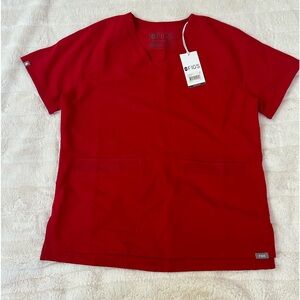 Figs Red scrub Top